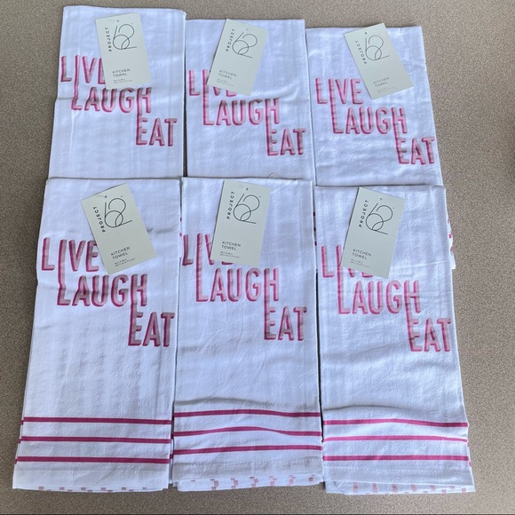 6 Project 62 Kitchen Hand Towel Lot Live Laugh Eat 100% Cotton - Picture 1 of 10